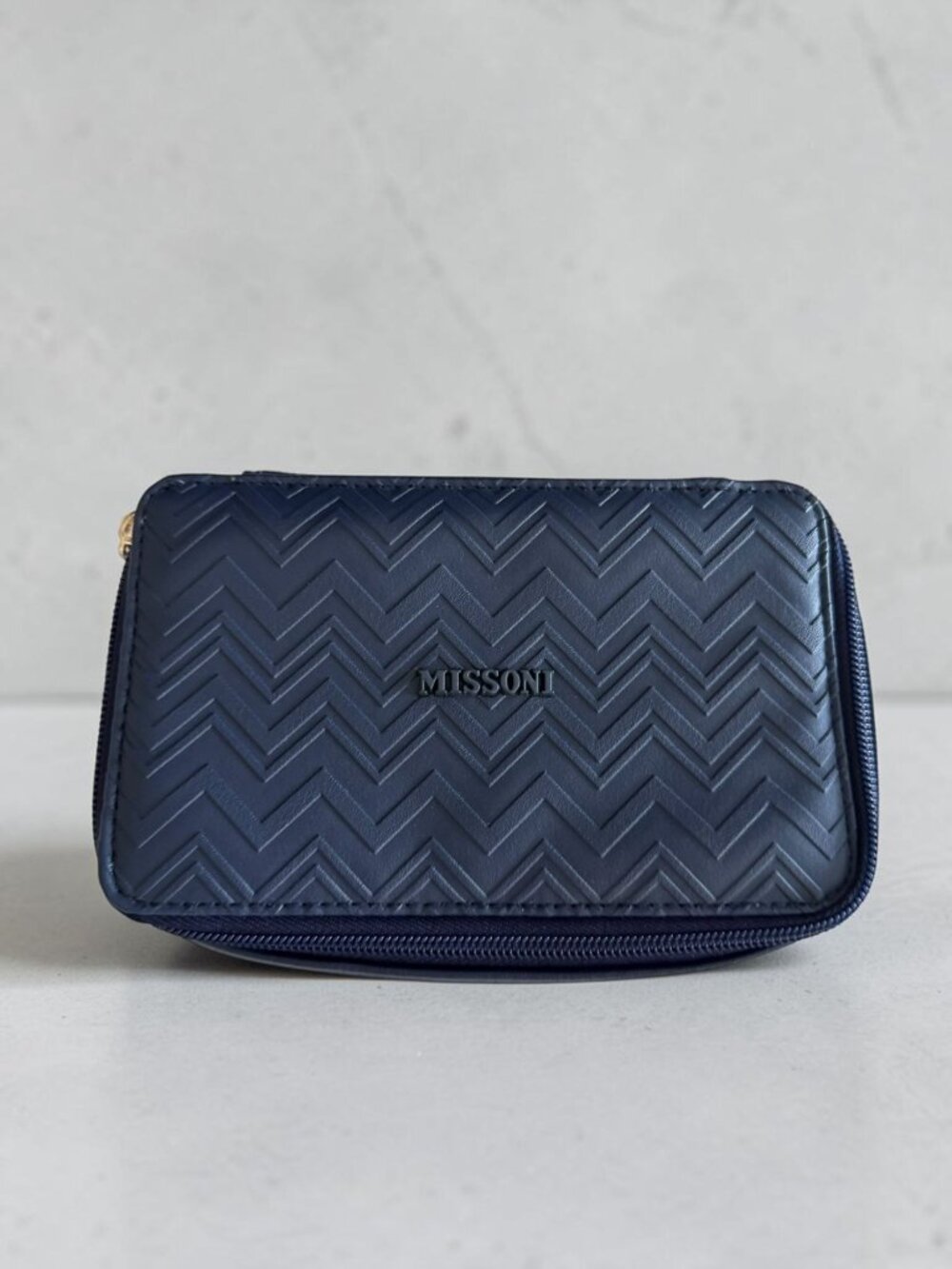 MISSONI Blue Patterned Makeup Travel Case
